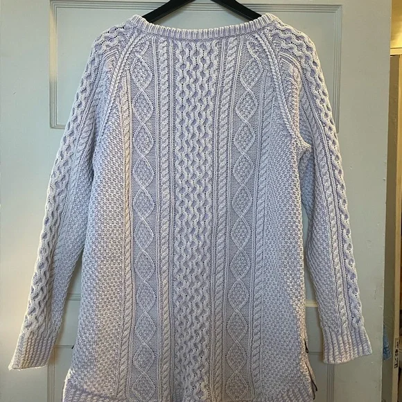 LL Bean Signature Cotton Fisherman Cable Knit Tunic - Lavender Size XL - Picture 8 of 10